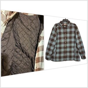 Duluth Trading Shirt Jacket Mens L Plaid Quilted Lined Canvas Workwear Shacket